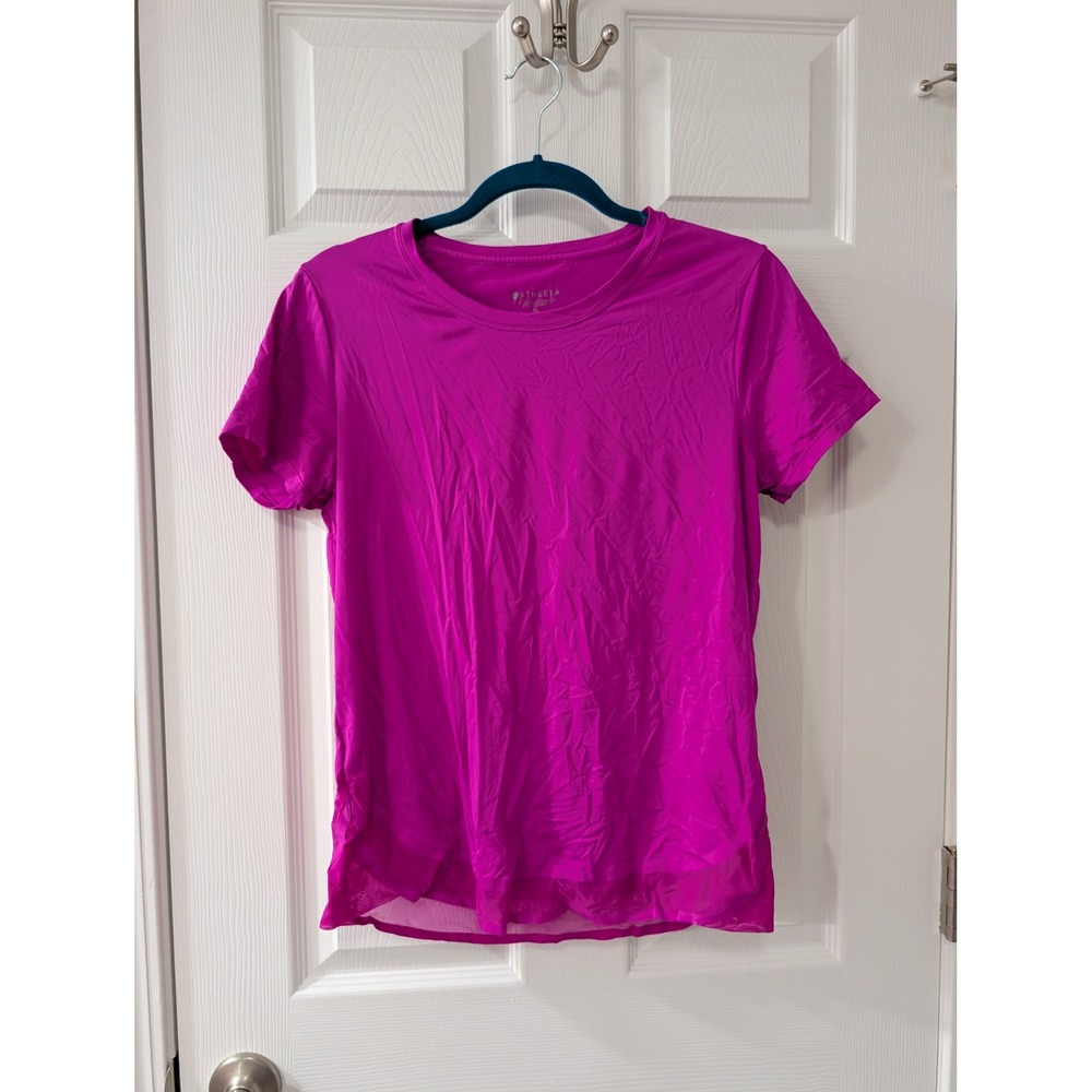 Athleta, M, Cadence Short Sleeve Performance Top, Electric Fuchsia, Activewear